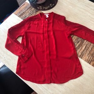 H & M Red button front blouse